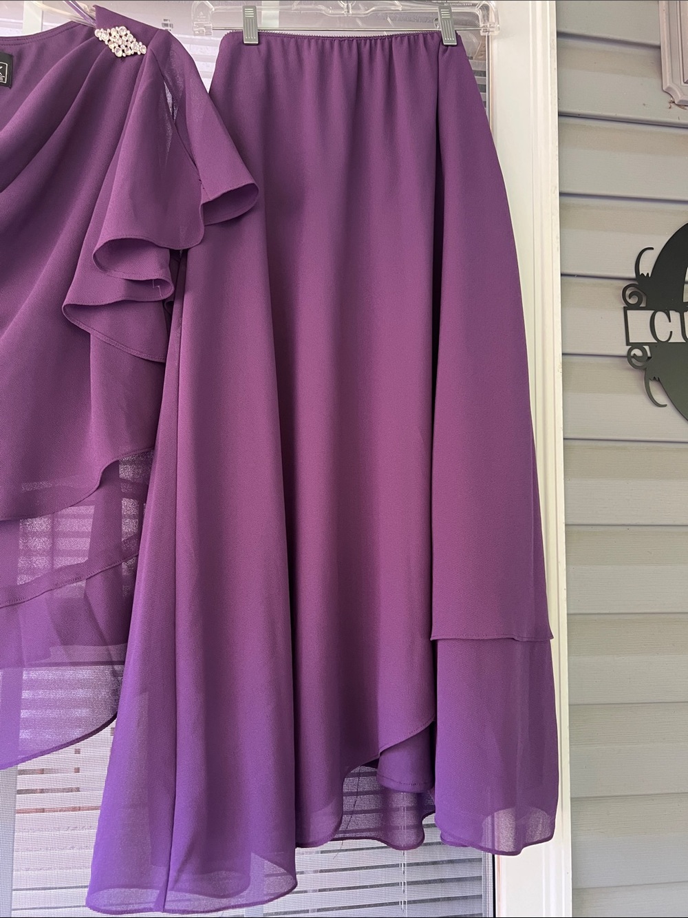 Alex Evenings Lavender Purple Chiffon Layered Maxi Skirt & Matching Top Set - Picture 3 of 4